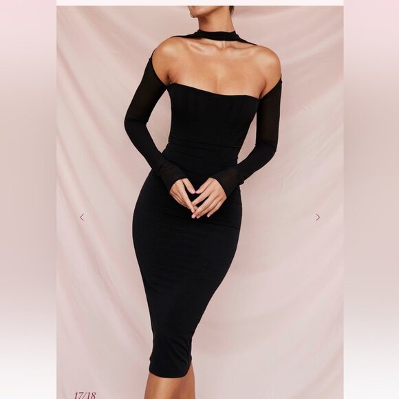 House of CB Milarose Black Mesh Corset Midi Dress - Picture 2 of 9